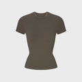 NikeSKIMS Ribbed Seamless Short Sleeve Top - Oak Moss / Dune