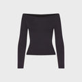 NikeSKIMS Stretch Knit Off Shoulder Long Sleeve Top - Obsidian