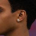 GLD Men Iced Football Stud Earring in White Gold