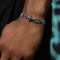 GLD Men Iced Cruciform Flower Skull Cross Bracelet in White Gold