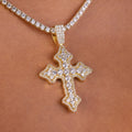 GLD Women Iced Gothic Cross in Yellow Gold