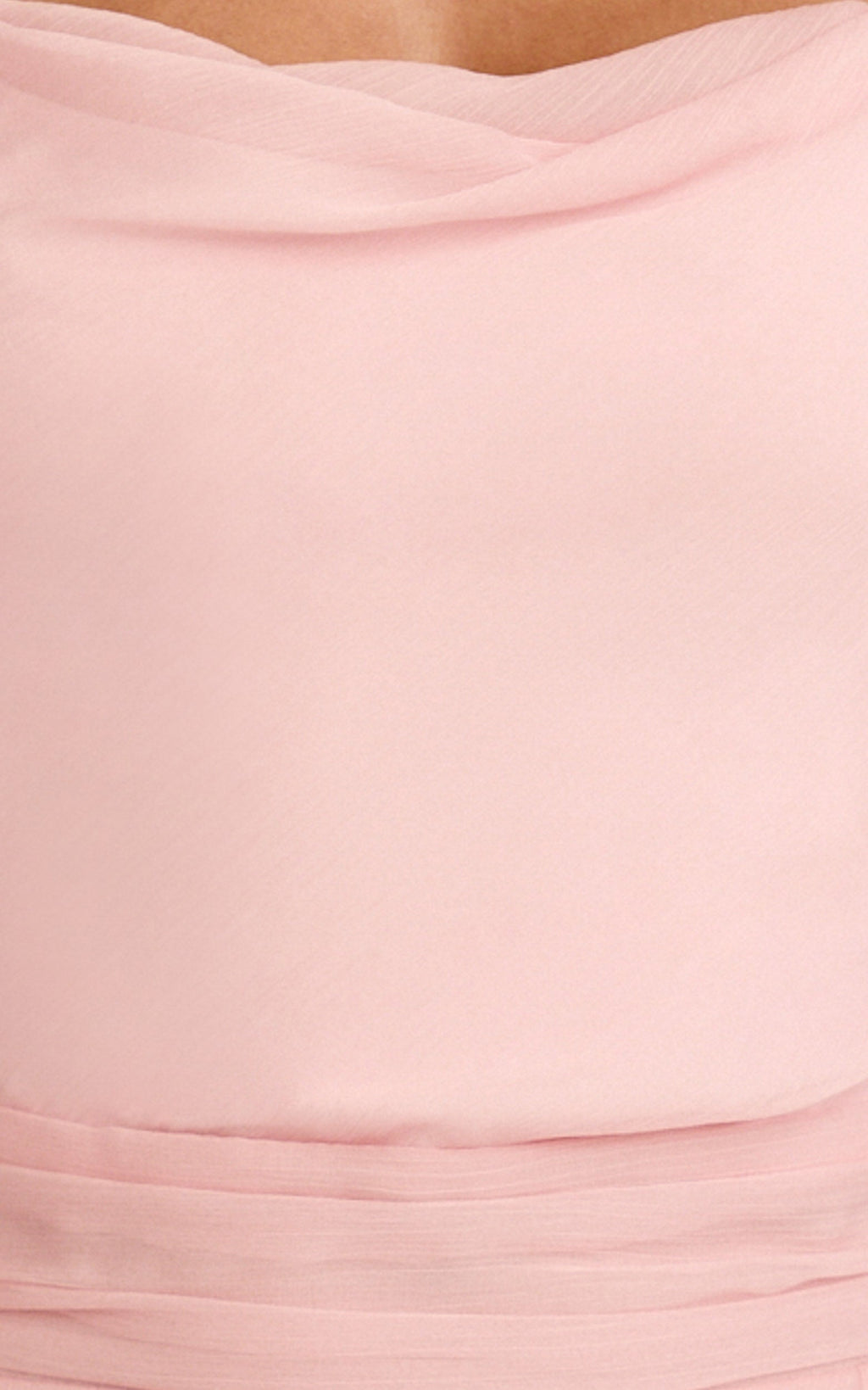 Idris Mini Dress - Cowl Neck Ruffle Skirt Dress in Soft Pink
