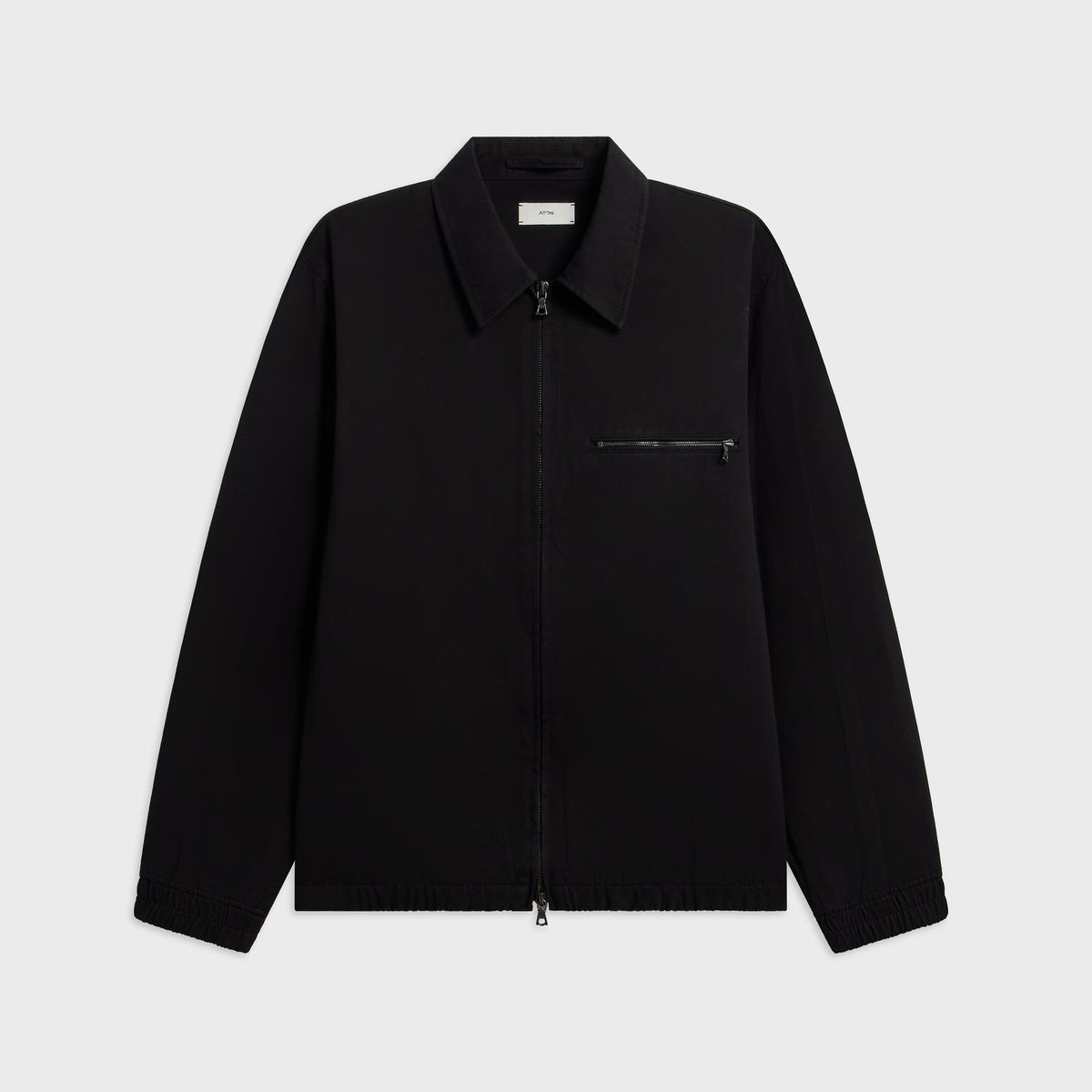 ATON Cotton Gabardine Harrington Jacket - Black
