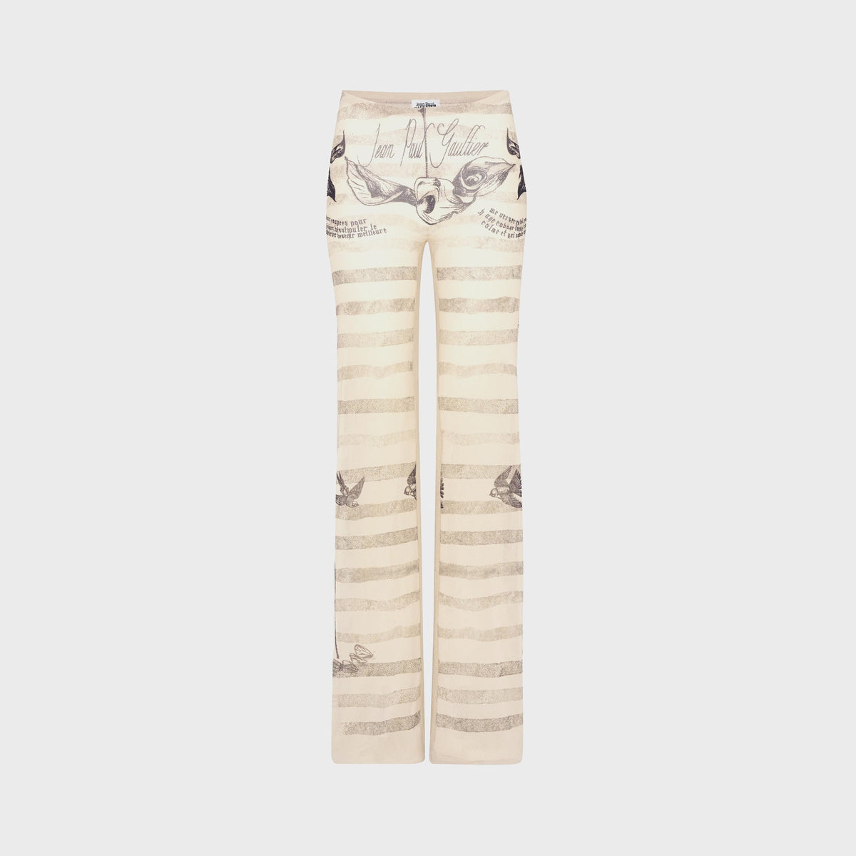 Jean Paul Gaultier Mesh Trouser Printed Tattoo Marinière - Ecru