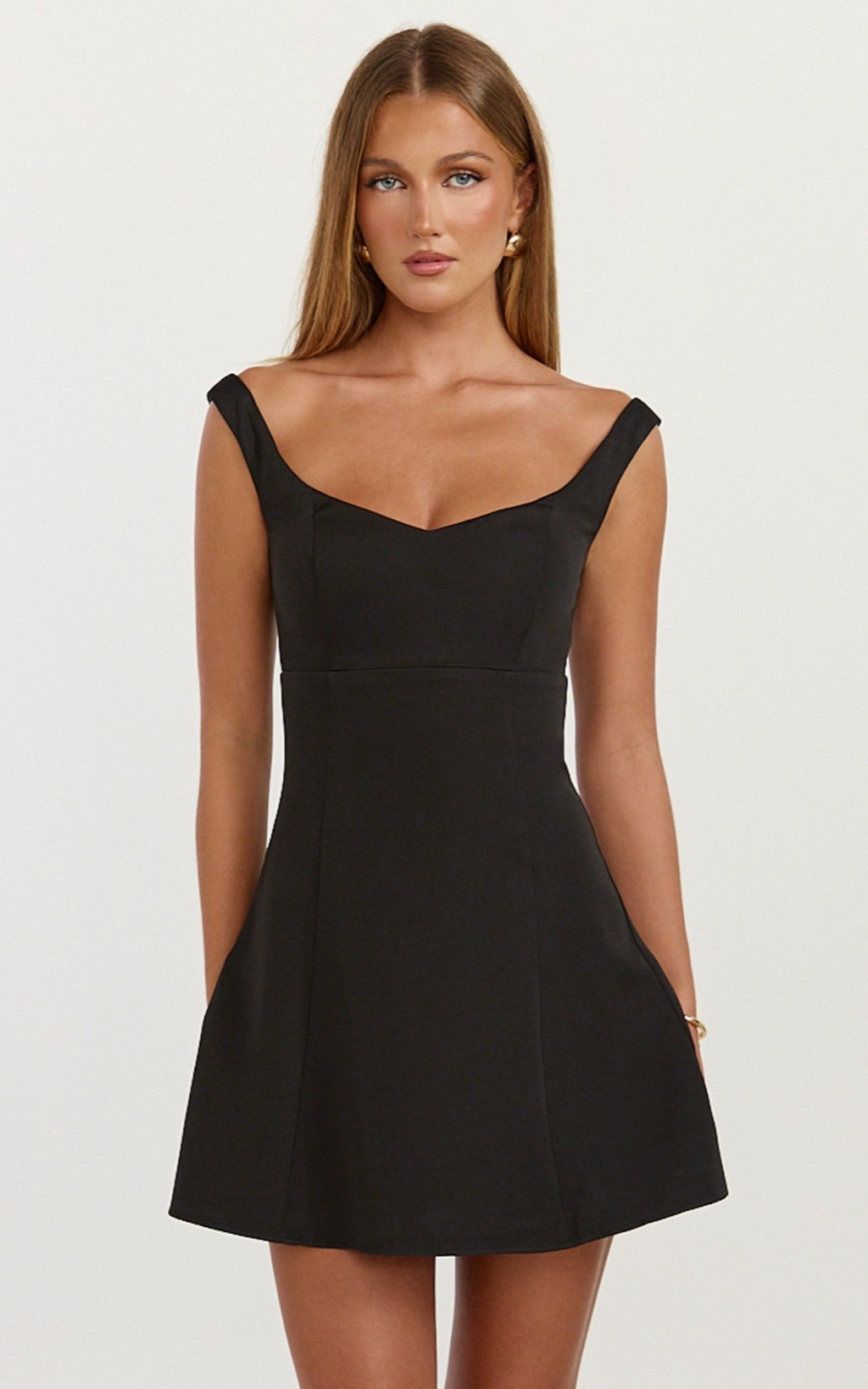Jayce Mini Dress - Off The Shoulder A Line Dress in Black
