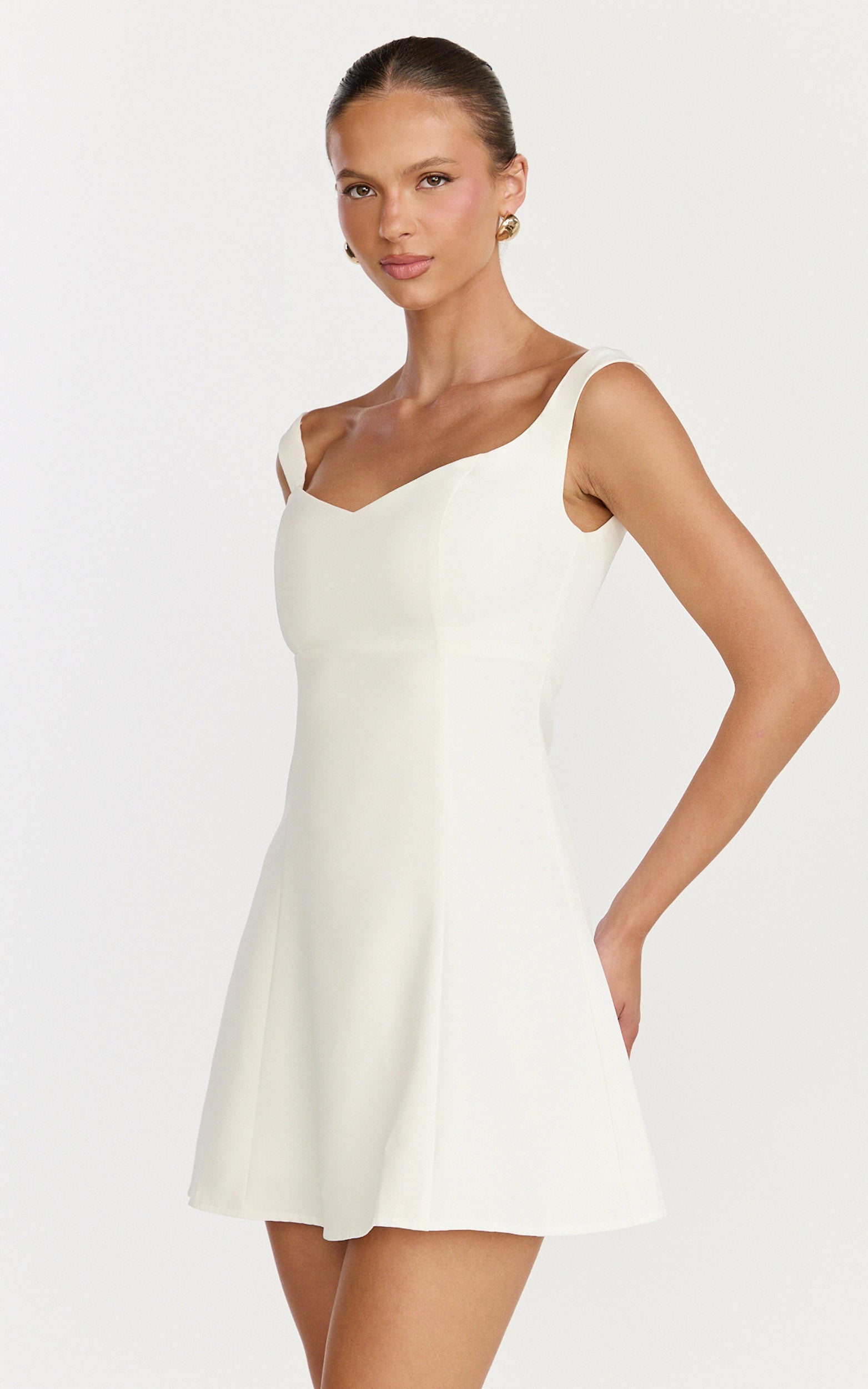 Jayce Mini Dress - Off The Shoulder A Line Dress in White