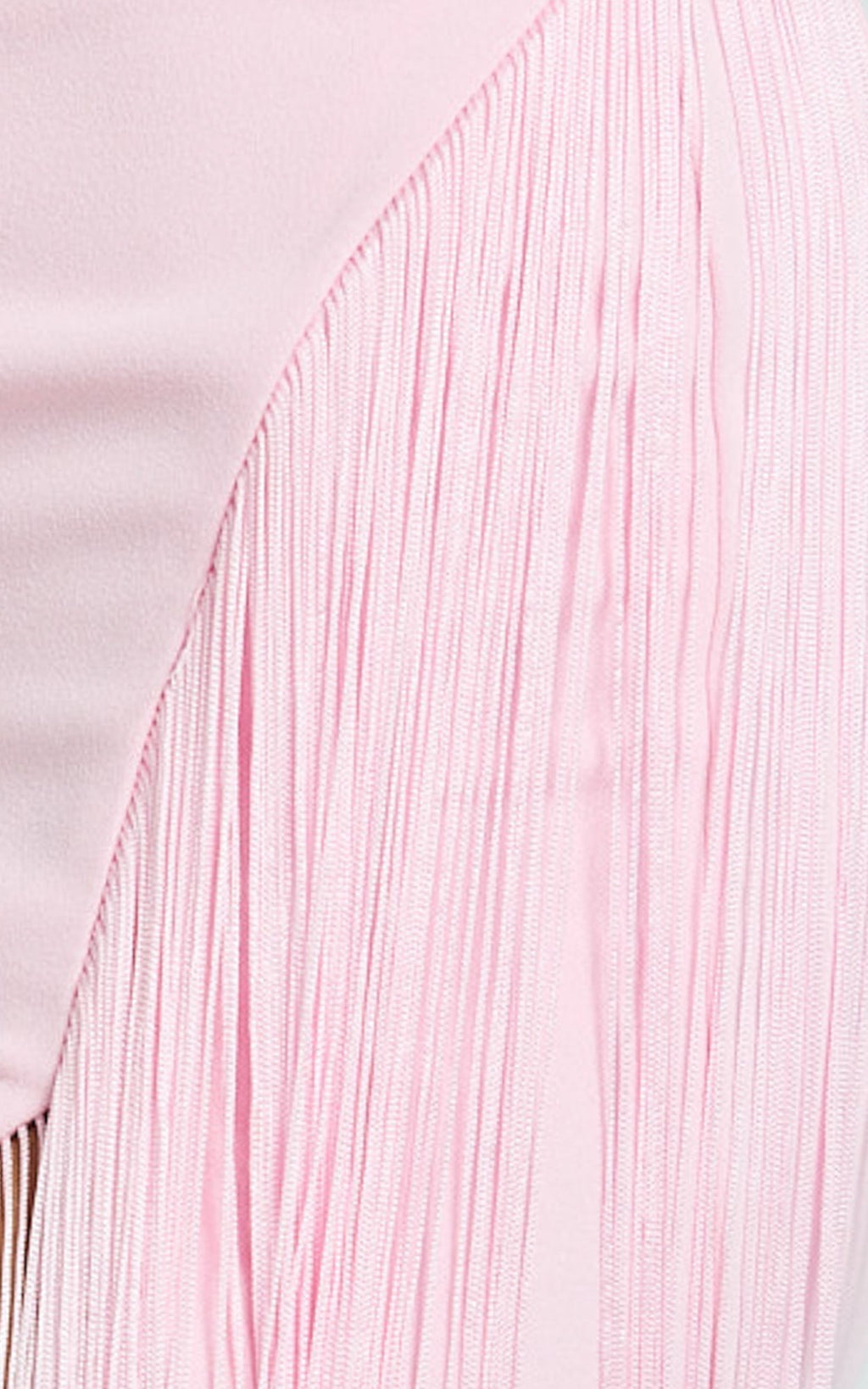 Joanne Maxi Dress - Scoop Neck Fringe Dress in Pink
