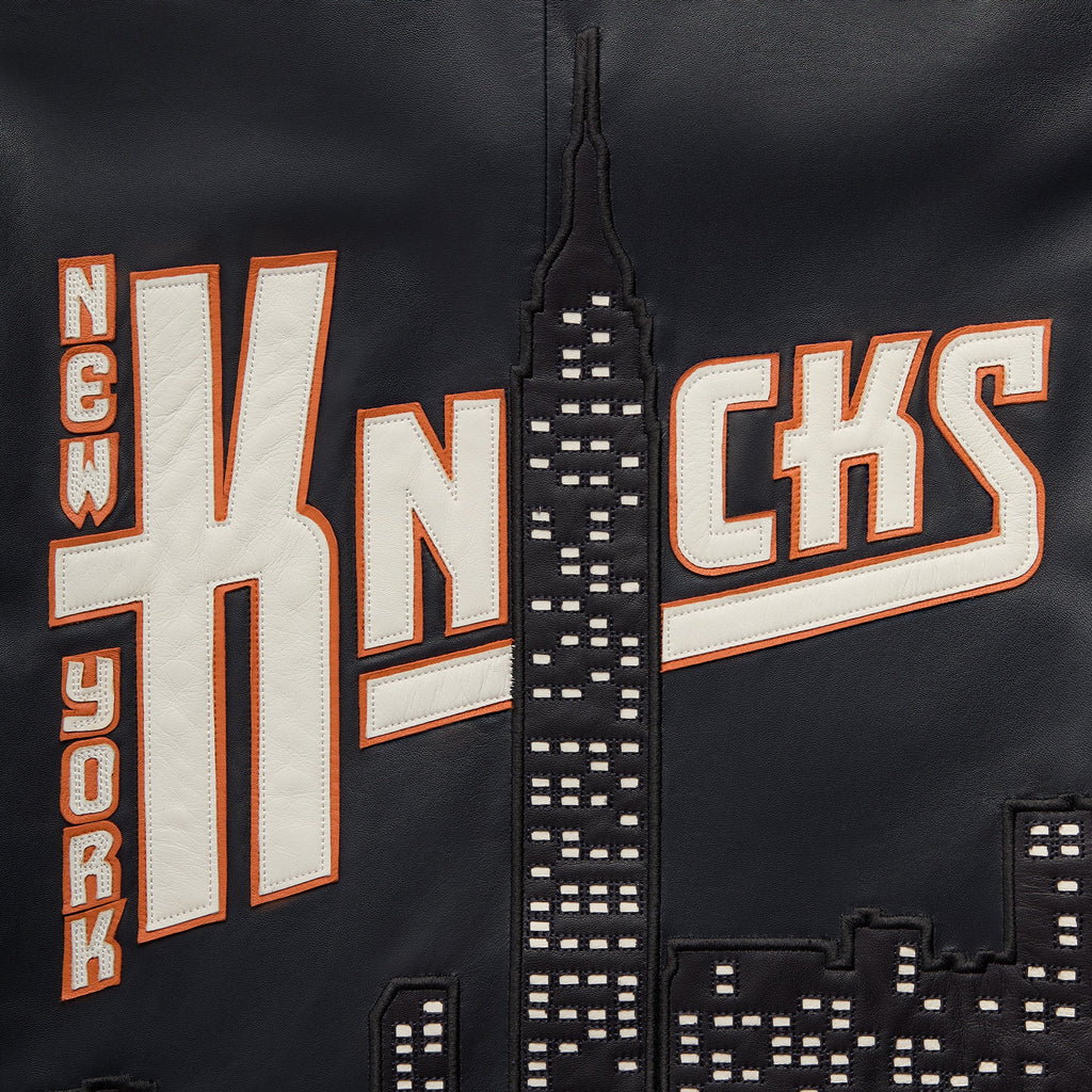 Kith for the New York Knicks Leather Moto Jacket - Nocturnal