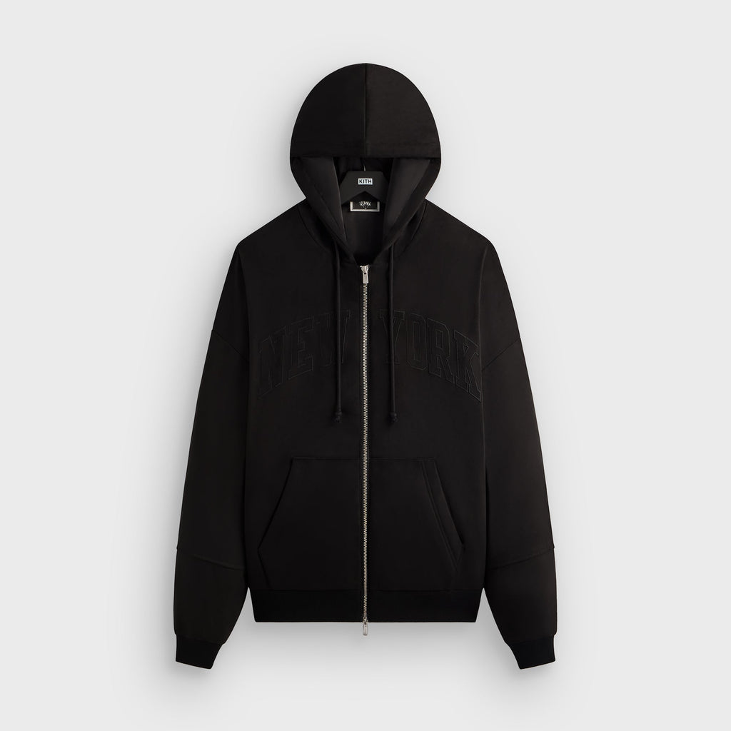 Kith for the New York Knicks Tonal Microsuede Cropped Braxton Hoodie - Black