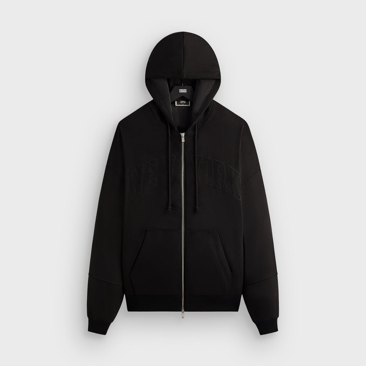 Kith for the New York Knicks Tonal Microsuede Cropped Braxton Hoodie - Black
