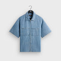 Kith Textured Indigo Paxton Zip Front Shirt - Light Indigo