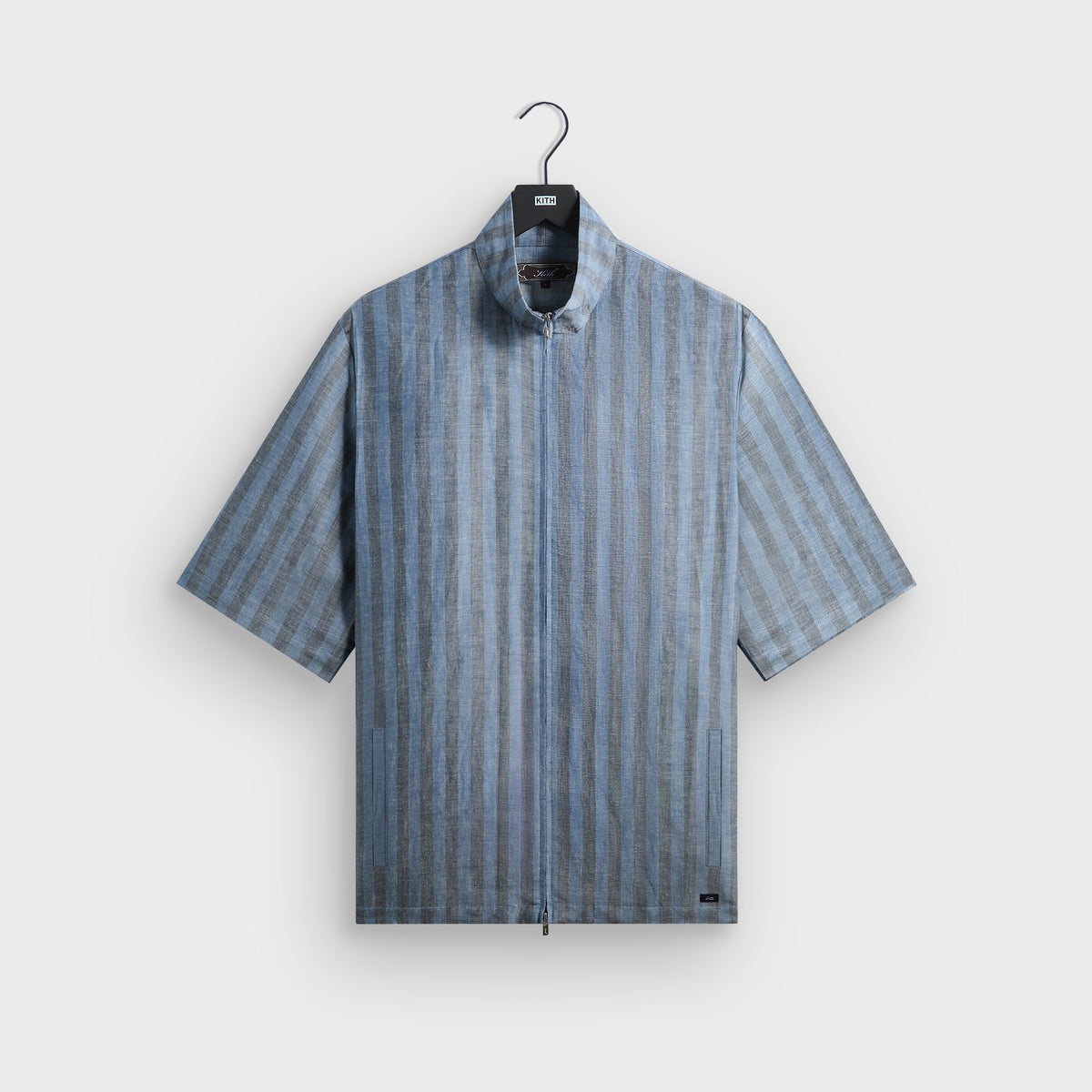 Kith Spun Silk Linen Stripe Colton Zip Front Shirt - Guide