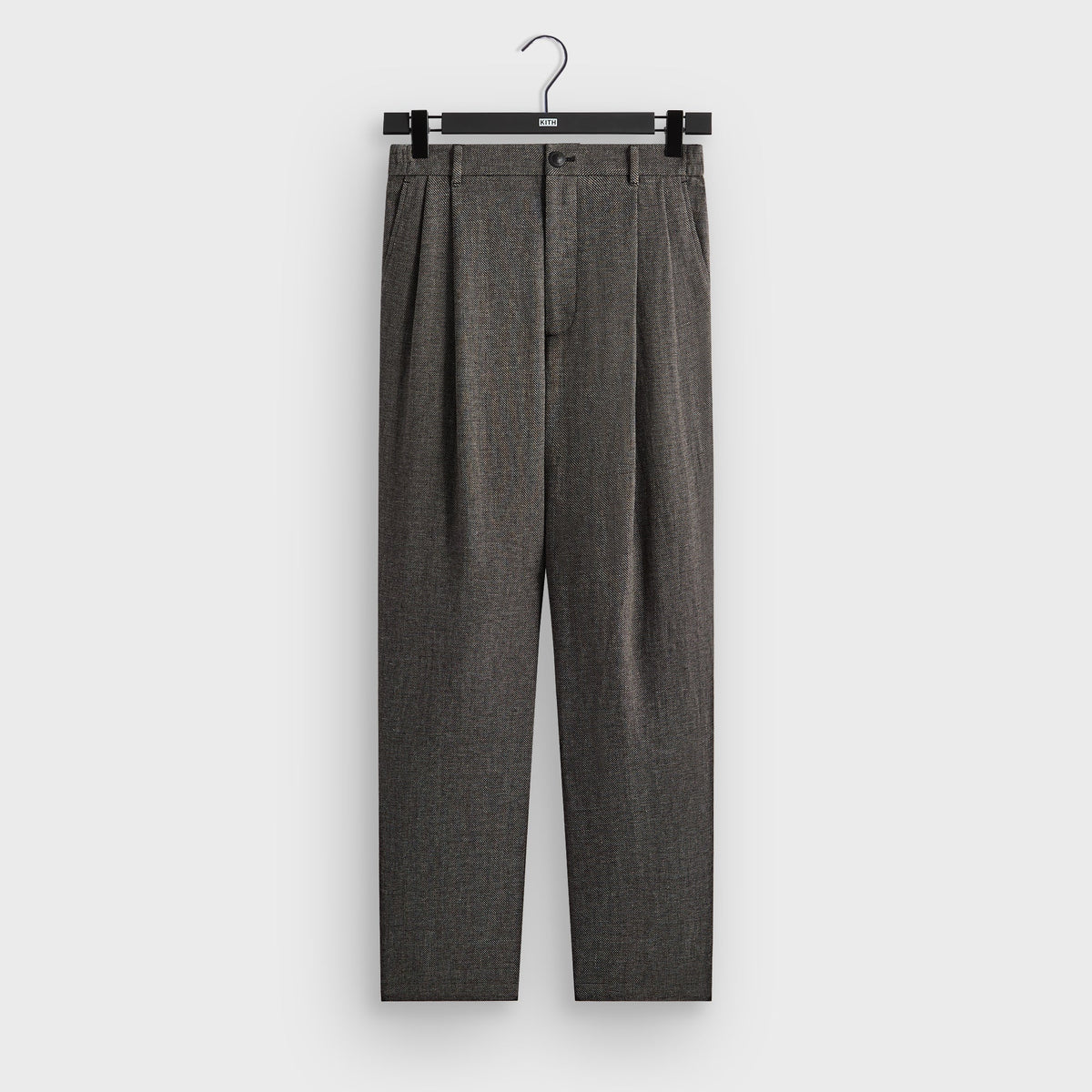 &Kin Textured Linen Flax Brynn Pleated Pant  - Black Melange