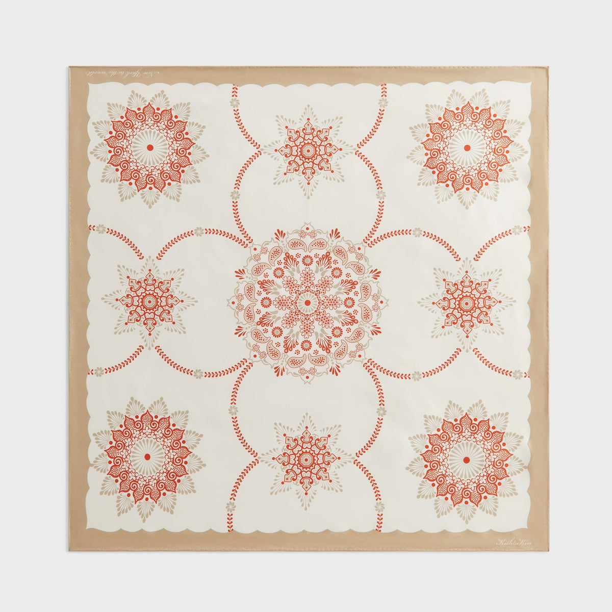 Kith Floral Printed Palm Silk Scarf - Volcano