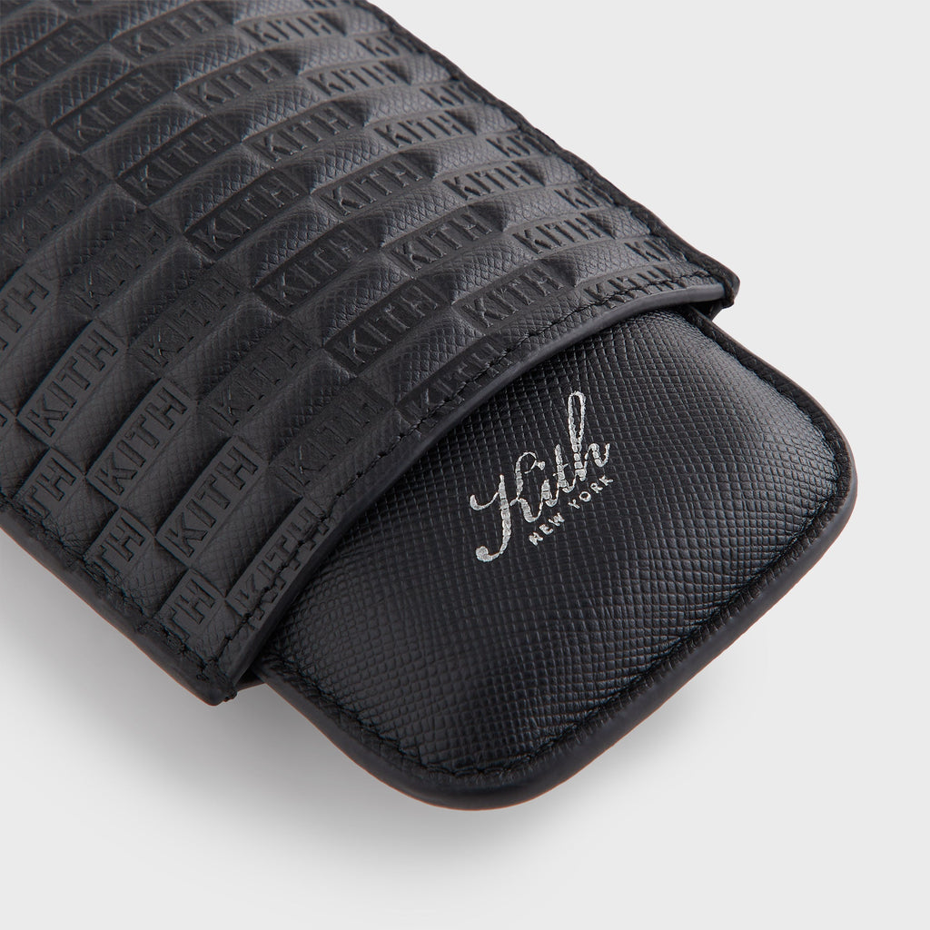 Kith Monogram Saffiano Leather Cigar Case - Black