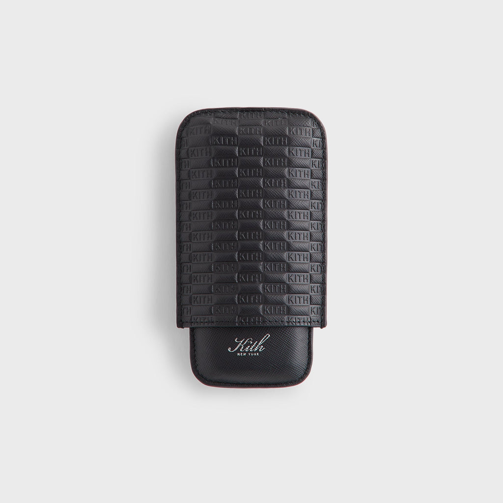 Kith Monogram Saffiano Leather Cigar Case - Black