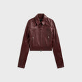 Kith Women Meika Leather Shrunken Jacket - Magma