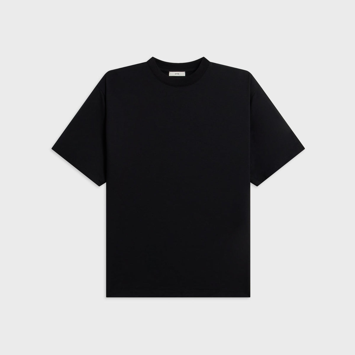 ATON Royal Wool Jersey Loose Fit Short Sleeve Tee - Black