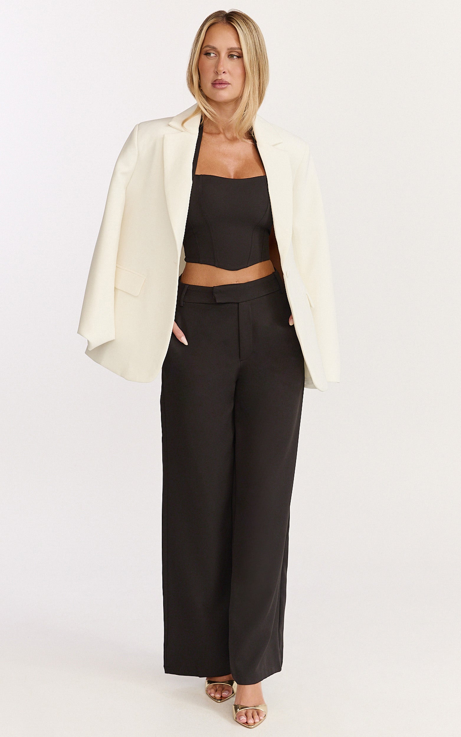Karina Pants - High Waist Wide Leg Pants in Black