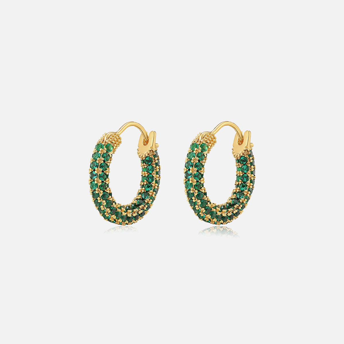 Luv AJ Pave Amalfi Huggies - Emerald Green / Gold