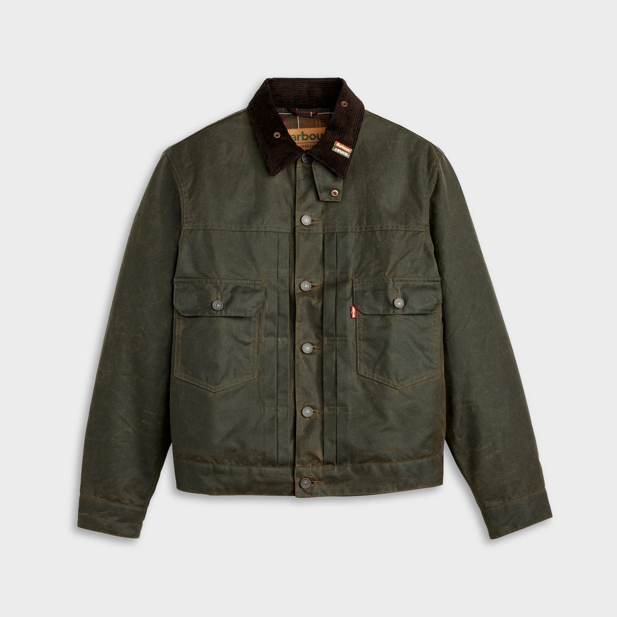 Levi's x Barbour Type II Waxed Trucker Jacket - Olive Wax / Green