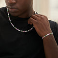 GLD Men Multicolor Mixed Oval Cut Tennis Chain + Bracelet Bundle- 5mm