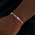GLD Men Multicolor Mixed Oval Cut Tennis Bracelet- 5mm