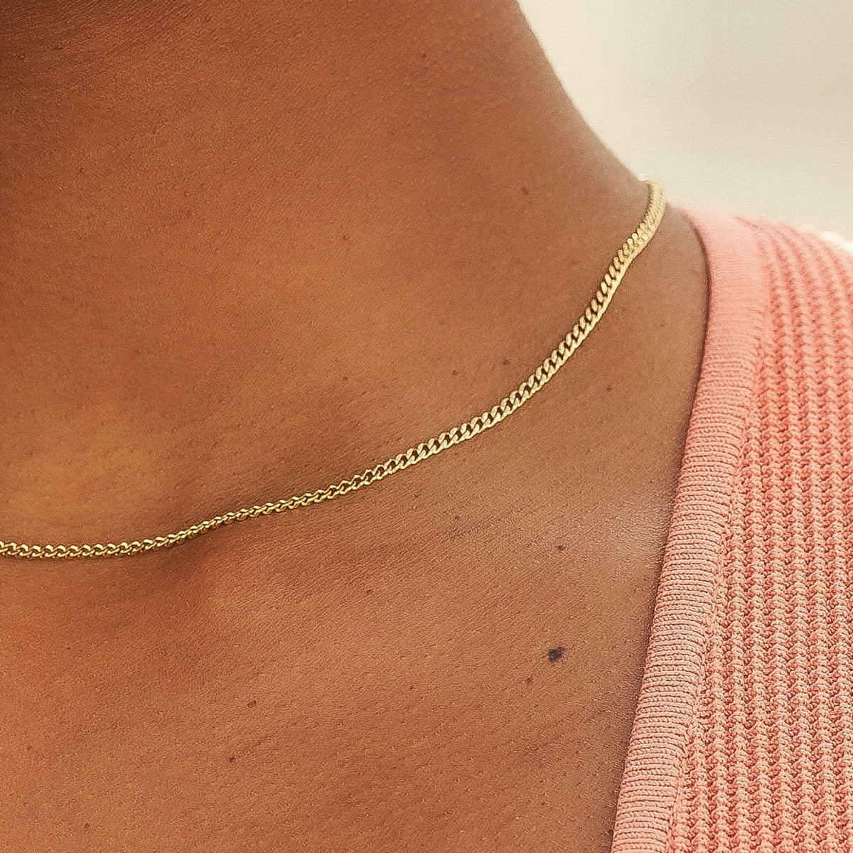 GLD Women GLD 2MM Micro Cuban Necklace in Yellow Gold