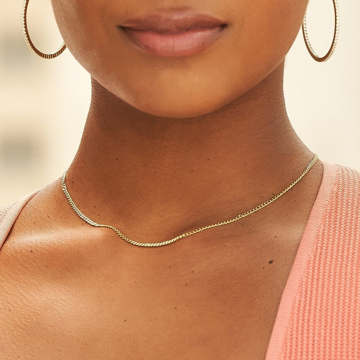 GLD Women GLD 2MM Micro Cuban Necklace in Yellow Gold