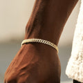 GLD Men Micro Diamond Prong Cuban Bracelet in Yellow Gold - 6mm