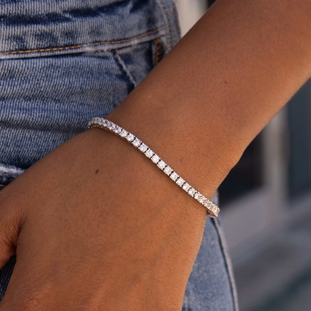GLD Women Diamond Tennis Bracelet in White Gold - 3mm
