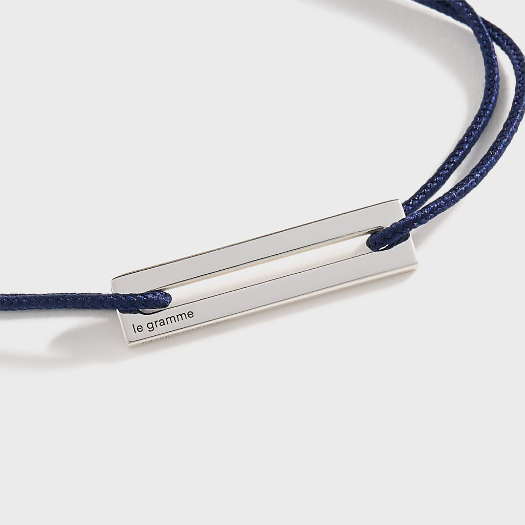 Le Gramme 1.7g Cord Bracelet - Navy Silver