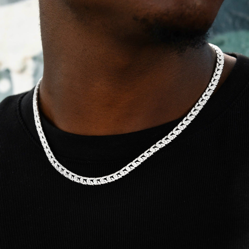GLD PROMO Micro Iced G-Link Chain in White Gold