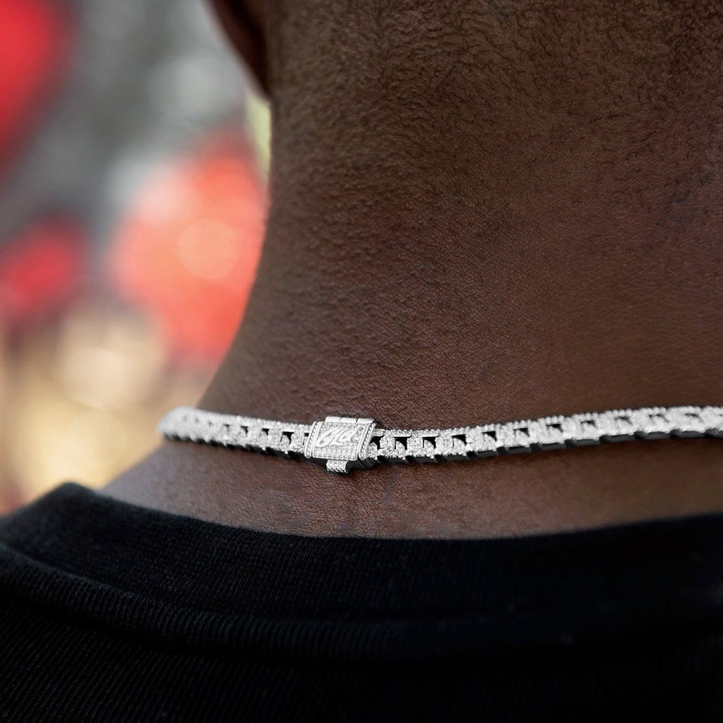 GLD PROMO Micro Iced G-Link Chain in White Gold