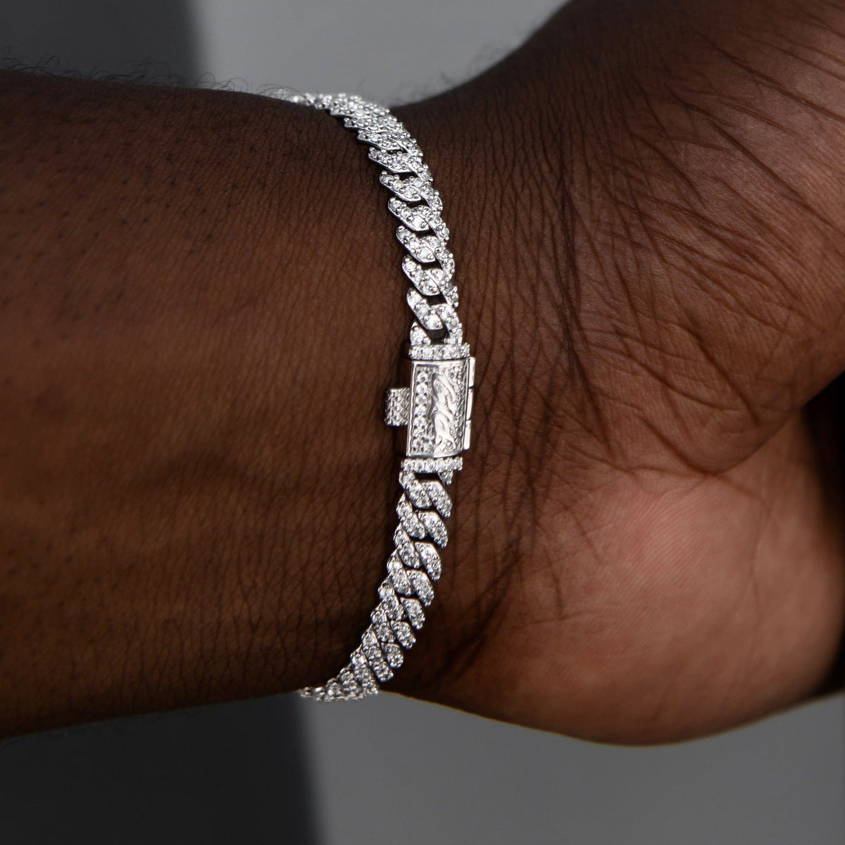 GLD Men Micro Diamond Prong Cuban Chain + Bracelet Bundle in White or Yellow Gold - 6mm
