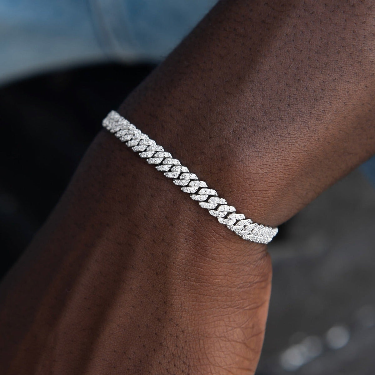 GLD Men Micro Diamond Prong Cuban Chain + Bracelet Bundle in White or Yellow Gold - 6mm
