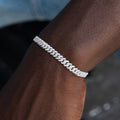 GLD PROMO Micro Diamond Prong Cuban Bracelet in White Gold - 6mm