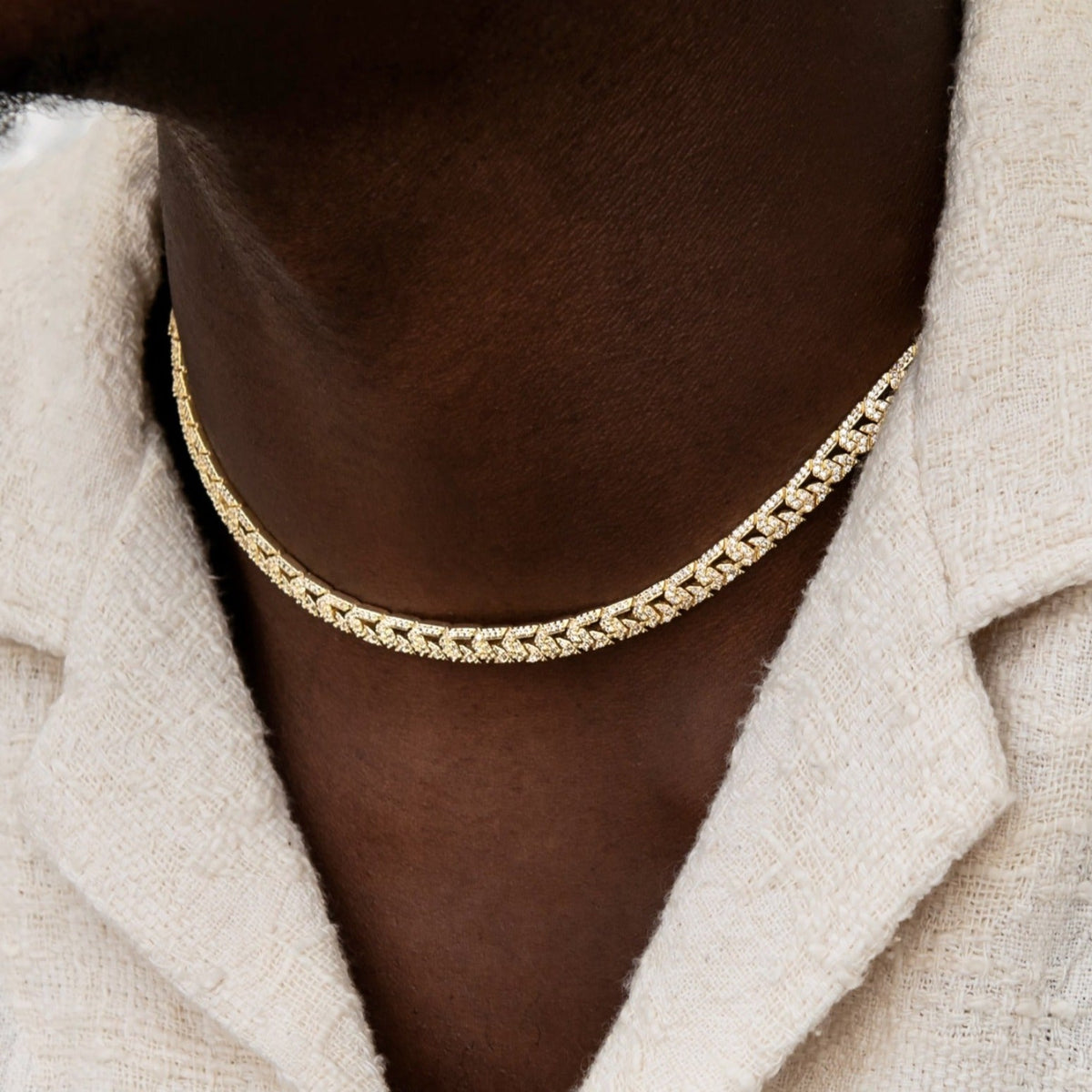 GLD PROMO Micro Iced G-Link Chain in Yellow Gold