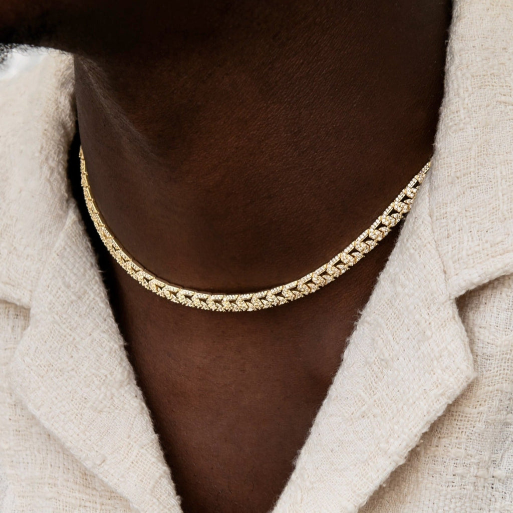 GLD PROMO Micro Iced G-Link Chain in Yellow Gold