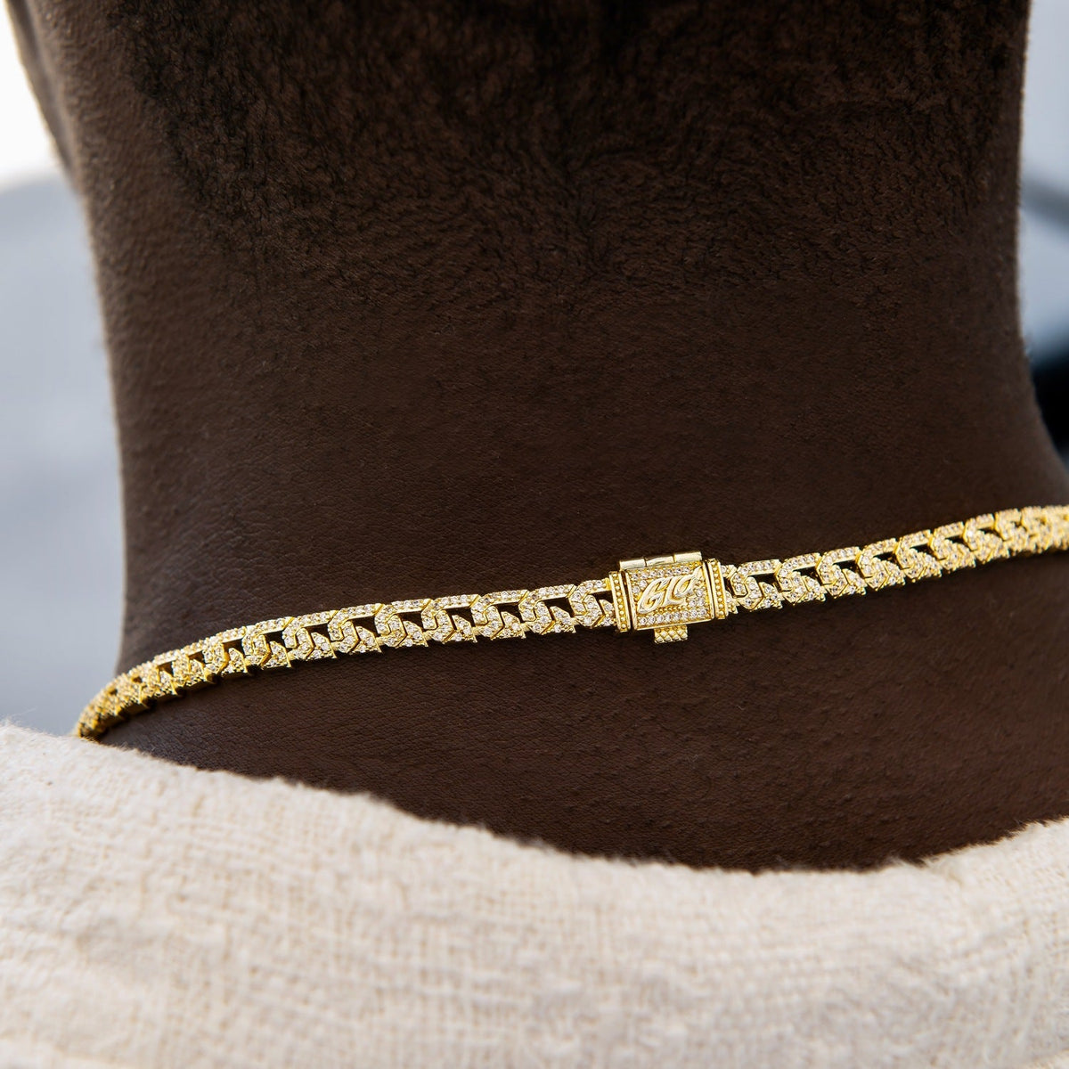 GLD PROMO Micro Iced G-Link Chain in Yellow Gold