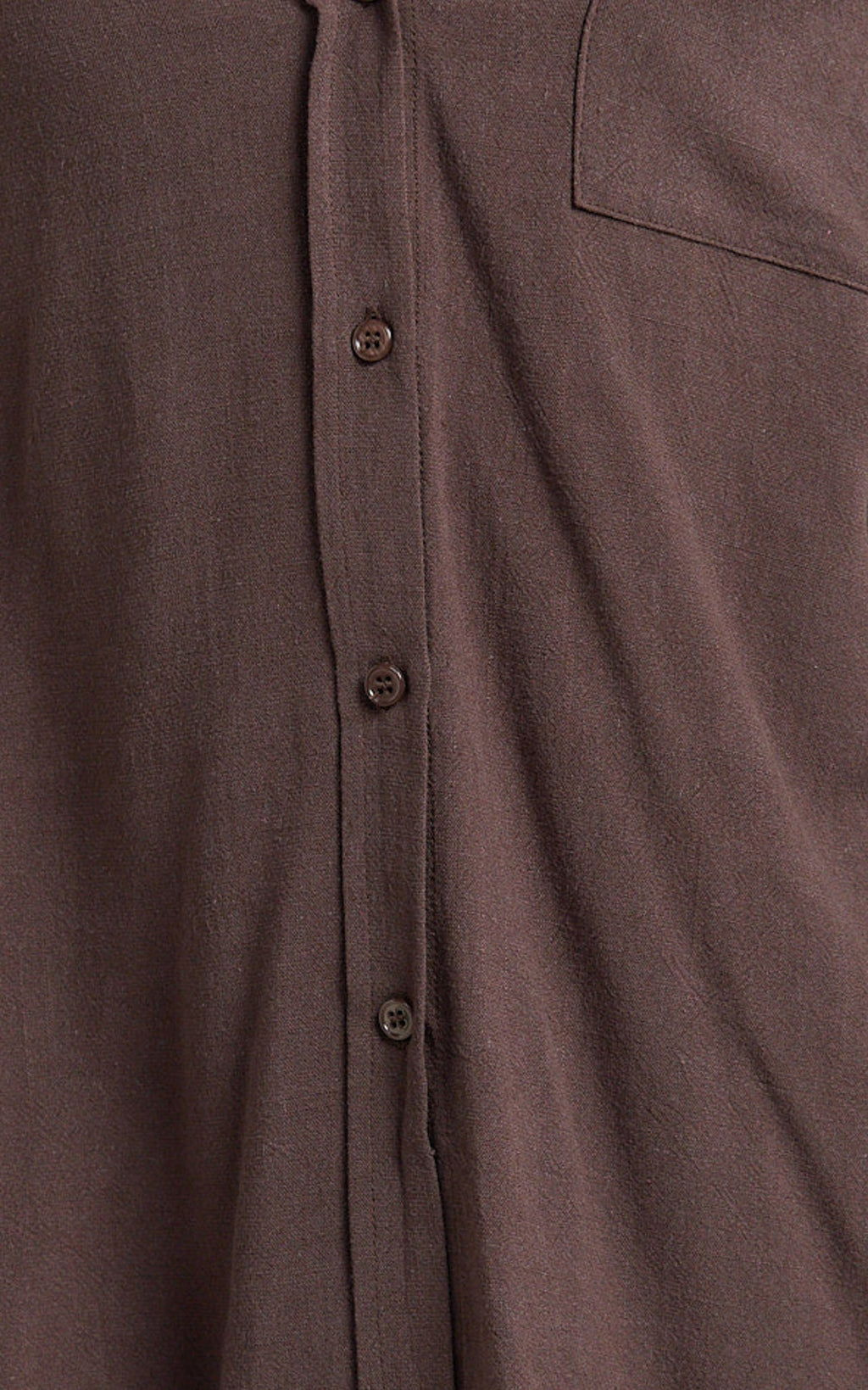 Leanne Top - Button Down Linen Blend Long Sleeve Shirt in Chocolate