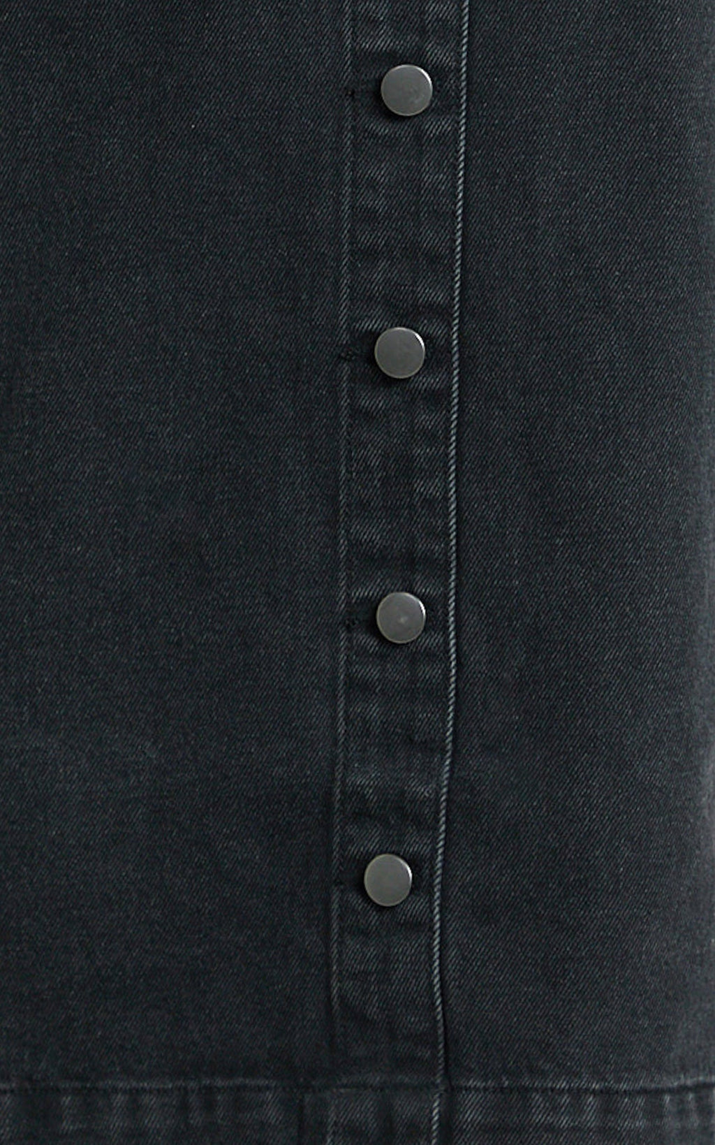 Leia Mini Dress - High Neck Mock Button Down Mini Dress in Black Wash