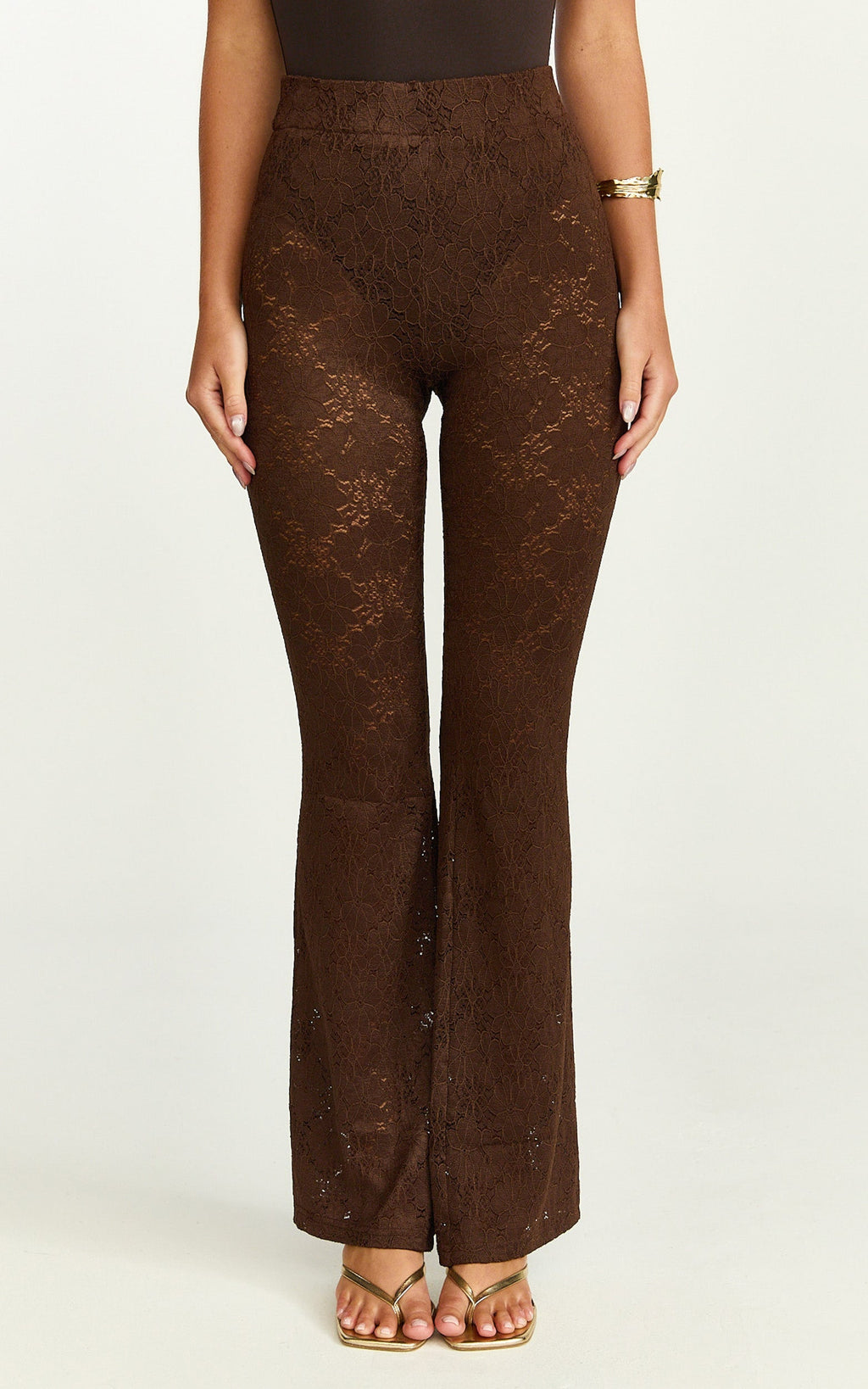 Lila Pants - Bootleg Lace Pants in Chocolate