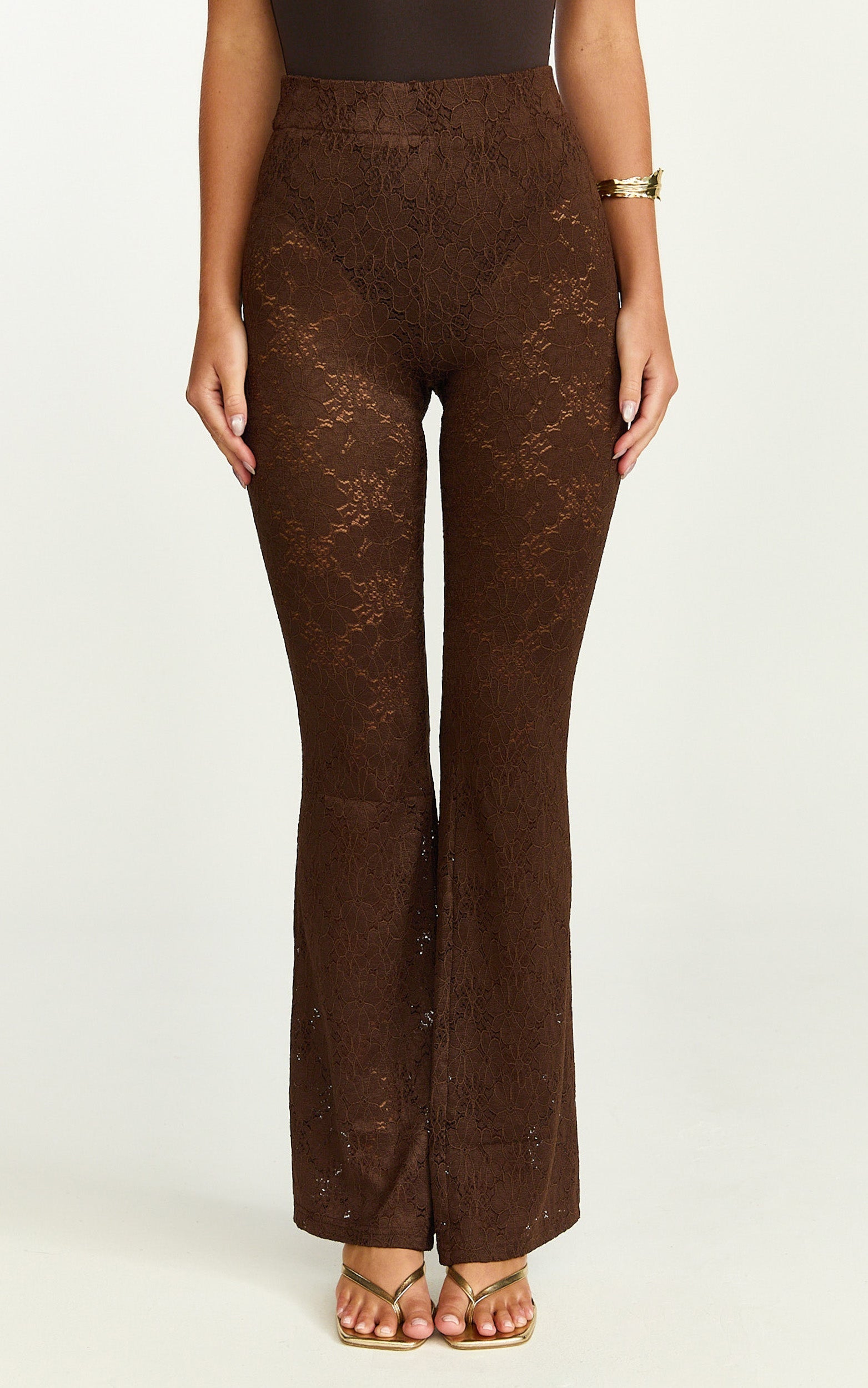 Lila Pants - Bootleg Lace Pants in Chocolate