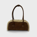 MARGESHERWOOD Soft Boston EW Bag- Beige Shearling / Chestnut Nubuck