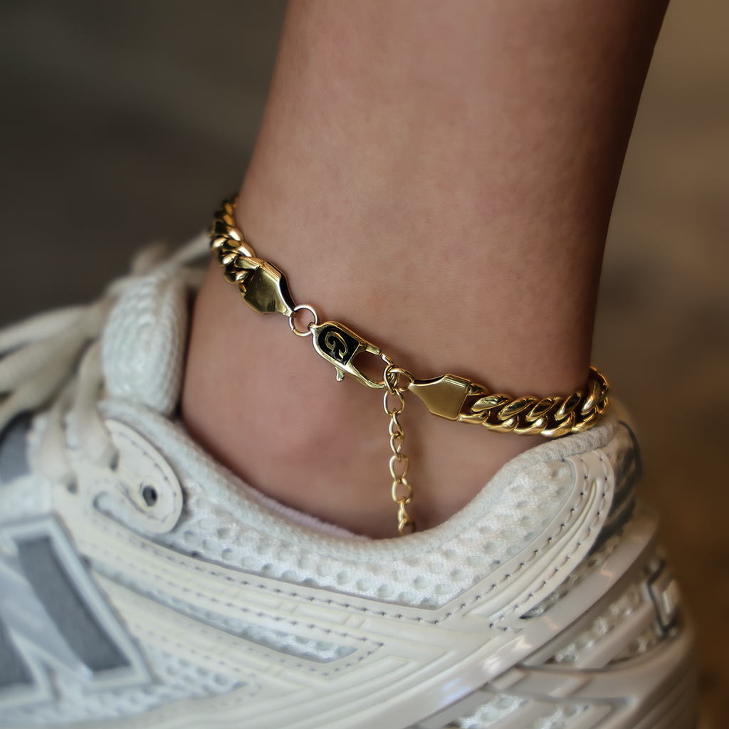 GLD PROMO SETS - WOMEN Miami Cuban Anklet in Yellow Gold- 8mm