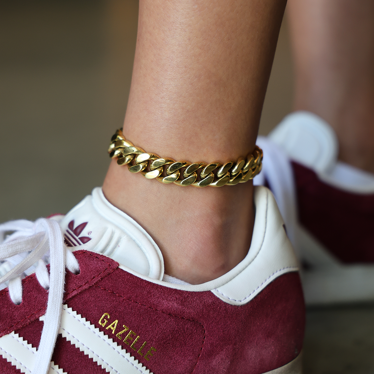 GLD PROMO - WOMEN Miami Cuban Anklet in Yellow Gold- 12mm