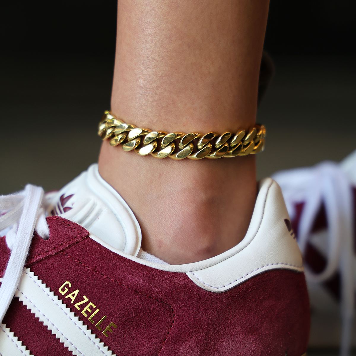 GLD PROMO - WOMEN Miami Cuban Anklet in Yellow Gold- 12mm