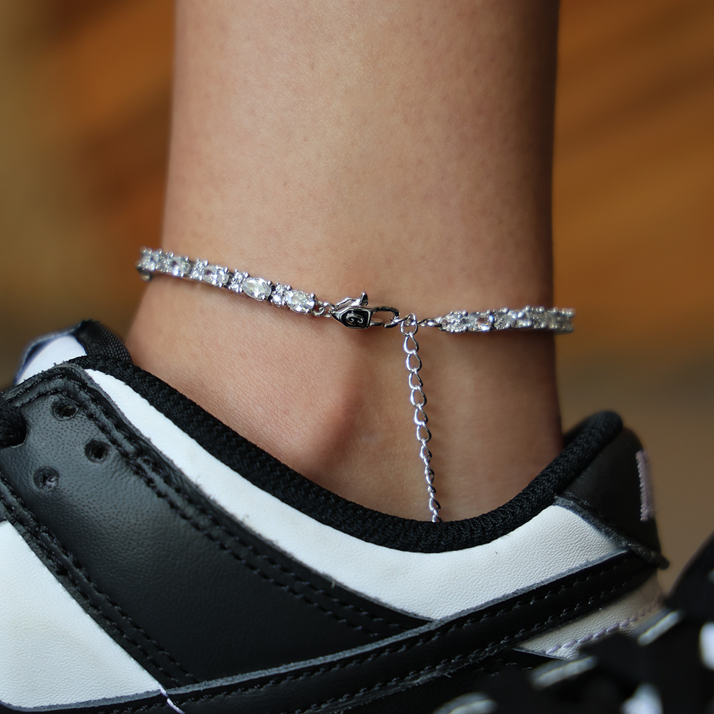 GLD PROMO - WOMEN Diamond Mixed Oval Cut Tennis Anklet- 3mm