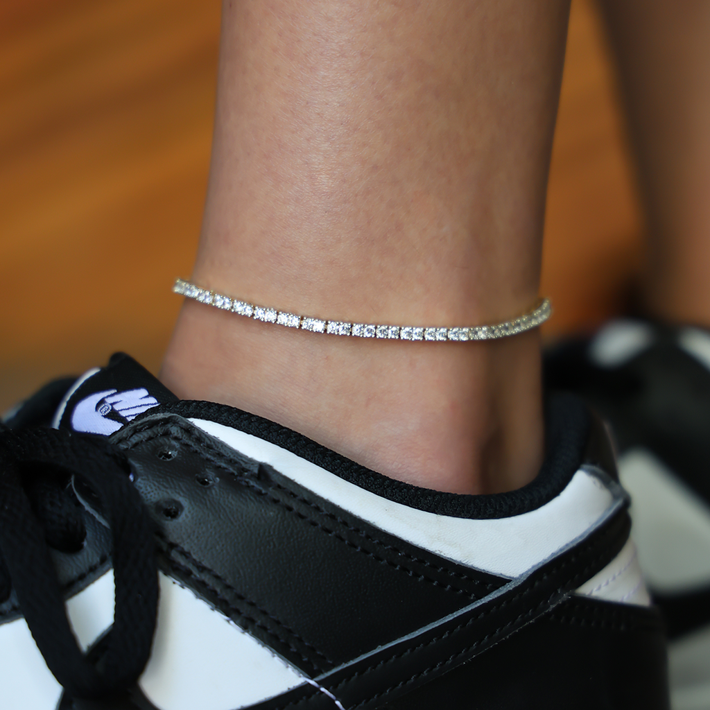 GLD PROMO - WOMEN Diamond Tennis Anklet in Yellow Gold- 2mm